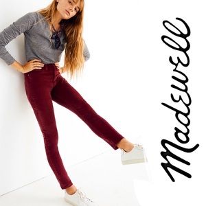 Madewell High Rise 10” Skinny Velvet Edition 29